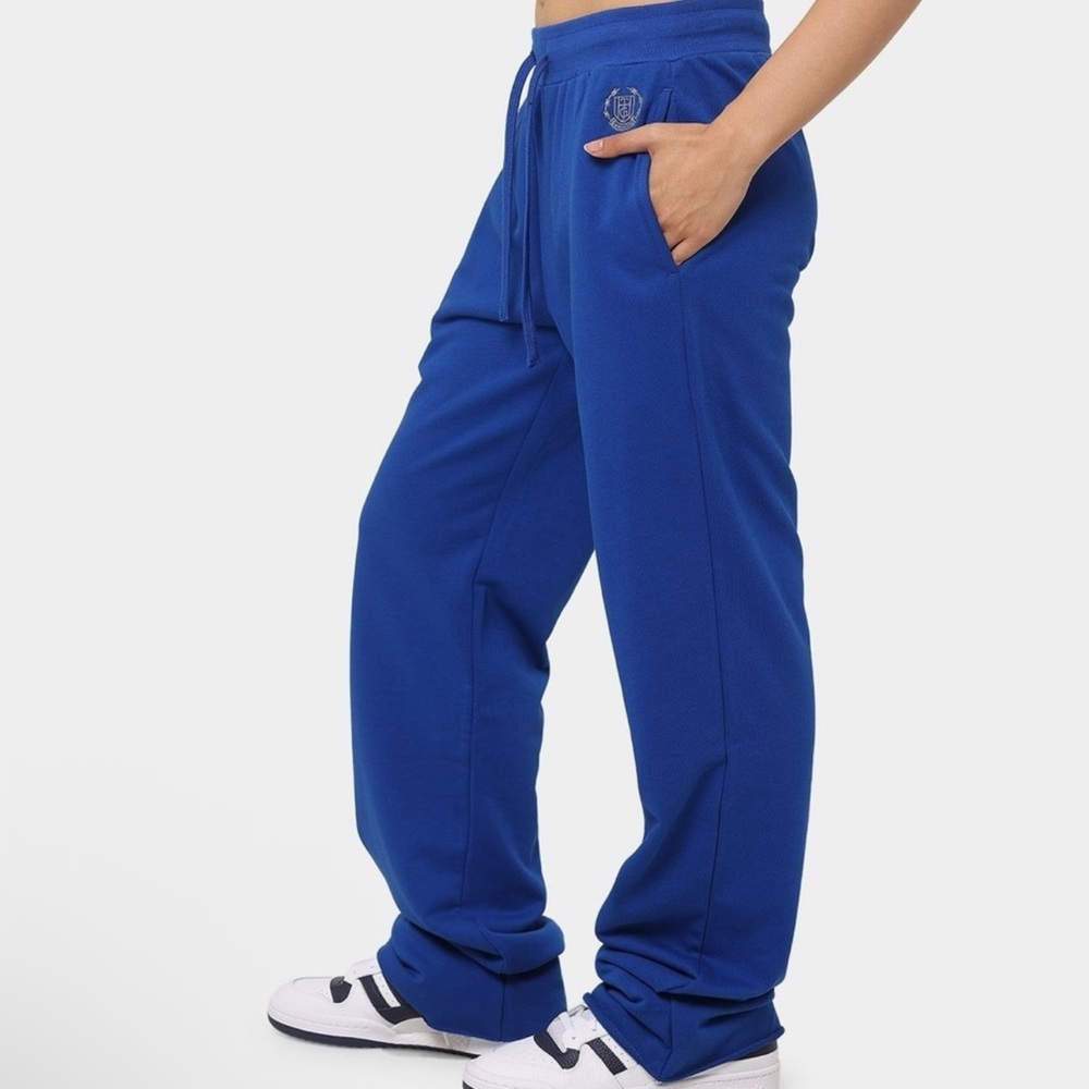 NEW HONOR THE GIFT - Bright Royal Blue GRIDLOCK pants with RAW edge bottoms